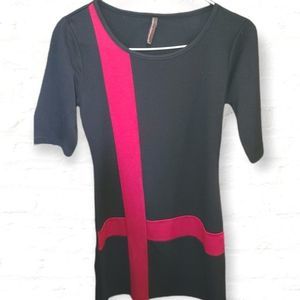 SALE ITEM Black and Red Striped Bodycon Dress